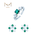 Humnava Ring & Studs (green)