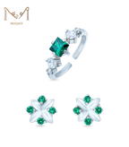Humnava Ring & Studs (green)
